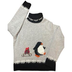 Vintage TALBOTS Gray PENGUIN Angora
HOLIDAY Sweater Sz: Medium Petite